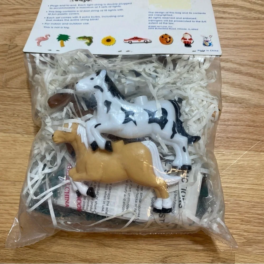 2002 Rarin to Go Horses Fun String Lights Set Plastic Light Covers Patio RV NEW